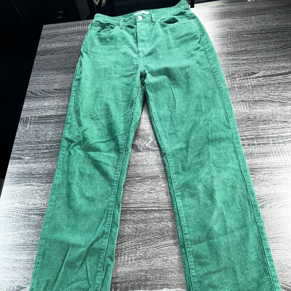PacSun Green Corduroy Dad Jeans Women's 28 High Rise Straight Leg